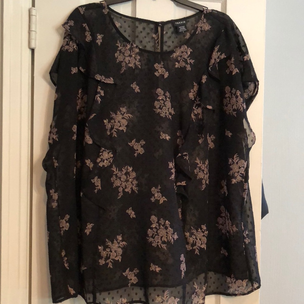 Torrid Chiffon Top with Double Front Ruffle